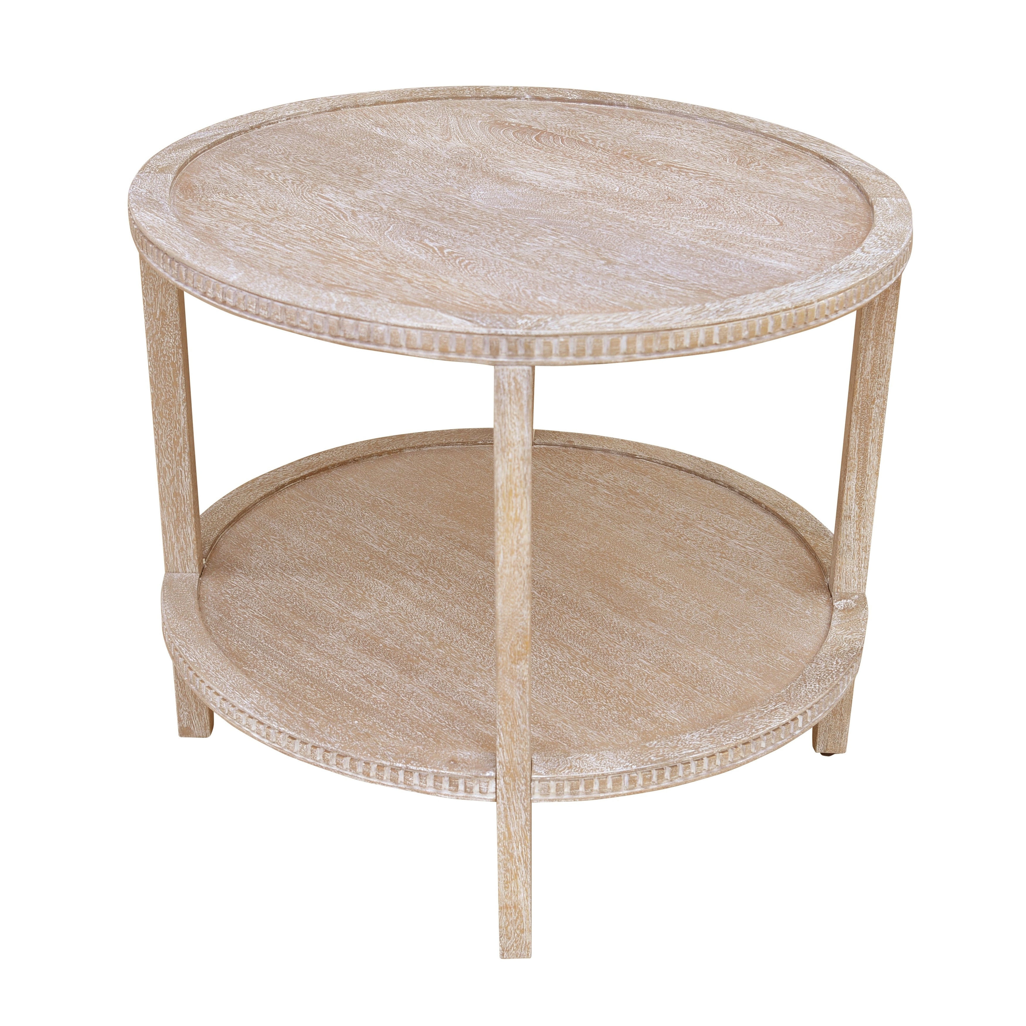 Rohan 28-inch Round Mango Hardwood Side Table with Shelf