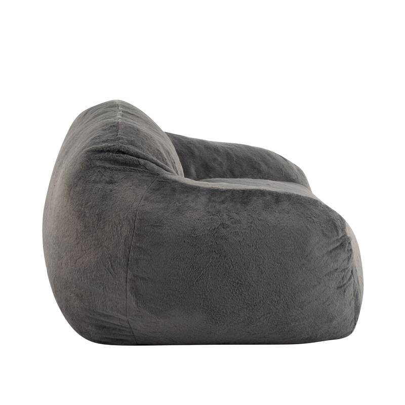 Roomfitters Sezze Indoor Bean Bag Chair with Shredded Memory Foam Fill, Grey Faux Fur