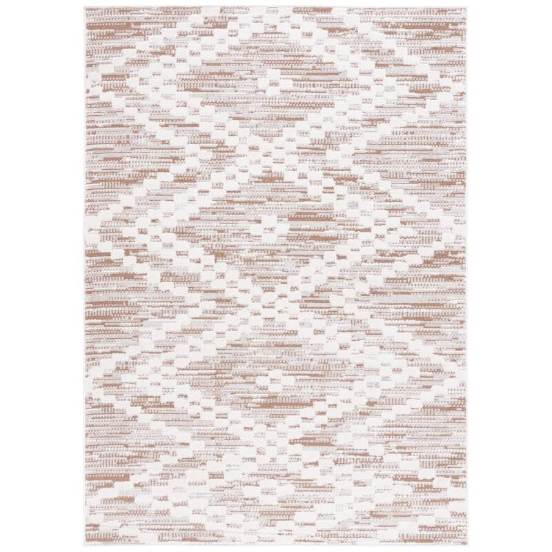 SAFAVIEH Alamo Ugolina Rustic Boho Rug - 5'3" x 7'6" - Taupe/Ivory