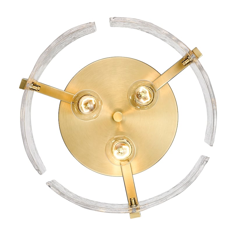 Golden Lighting Aenon 3-light Flush Mount in Brushed Champagne Brass