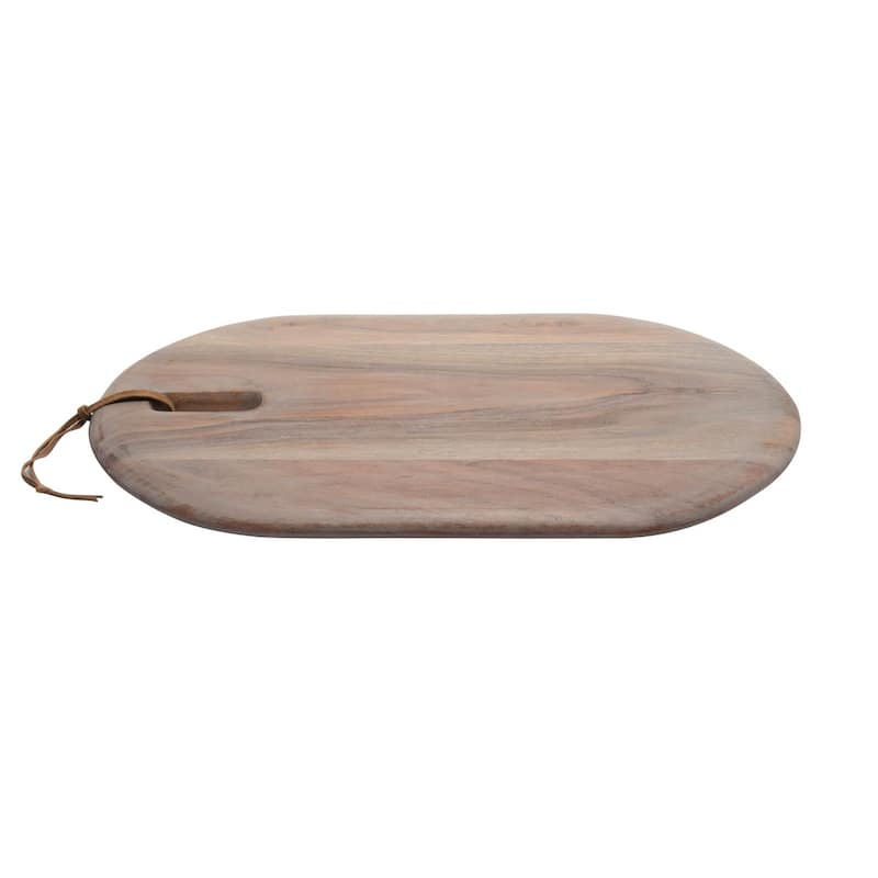 Acacia Wood Cutting Board w/ Leather Strap 17.75" x 11.8"-A - A