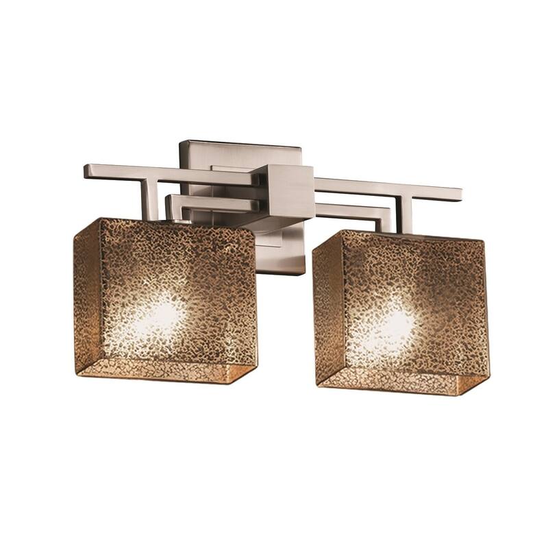 Justice Design Fusion Aero 2-light Brushed Nickel Bath Bar, Mercury Rectangle Shade - Brushed Nickel, Mercury Glass