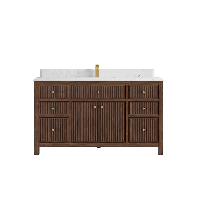 Willow Collections 60 in. W x 22 in. D Sonoma Teak Wood Single Sink Bathroom Vanity with Countertop