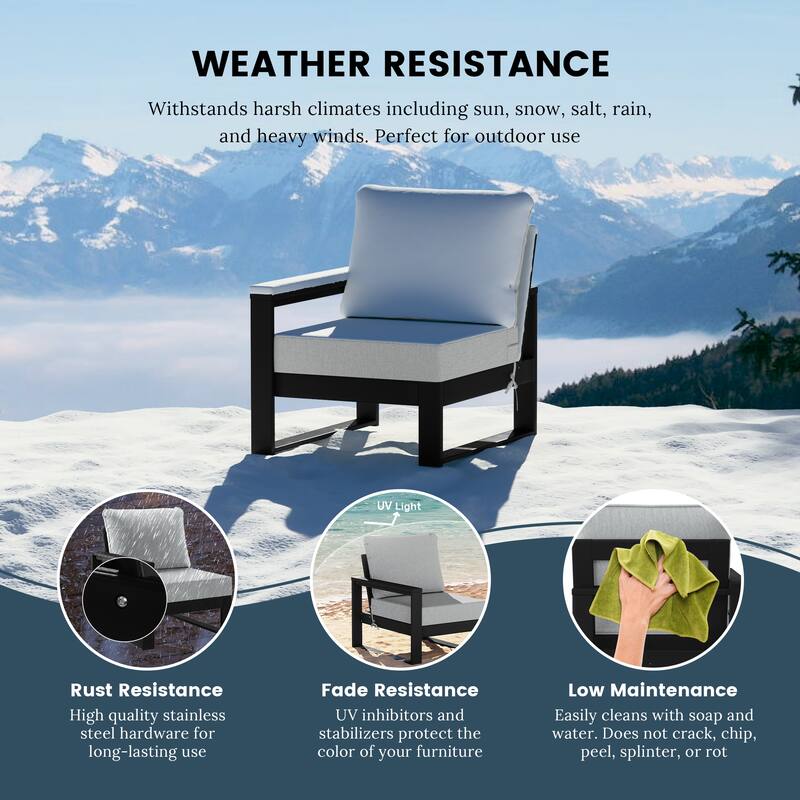 Endless Patio Deep Seating Left Arm Chair with Black Frame