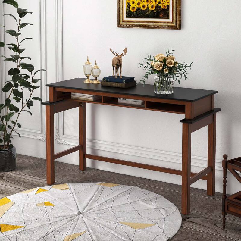 Modern Farmhouse Console Table Bar Table with Charging Station