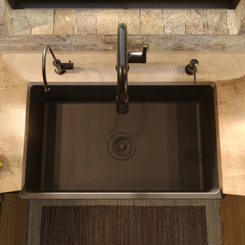 Karran 30" Single Bowl Panel Front Farmhouse Fireclay Kitchen Sink with Reversible Apron Front