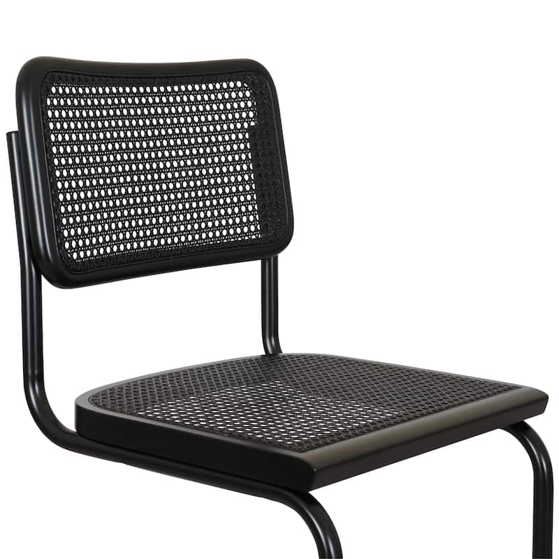 Breuer Chair Company Marcel Breuer Cesca Cane Cantilever Side Chair w/ Black Steel Frame (Various Wood & Cane Colors)
