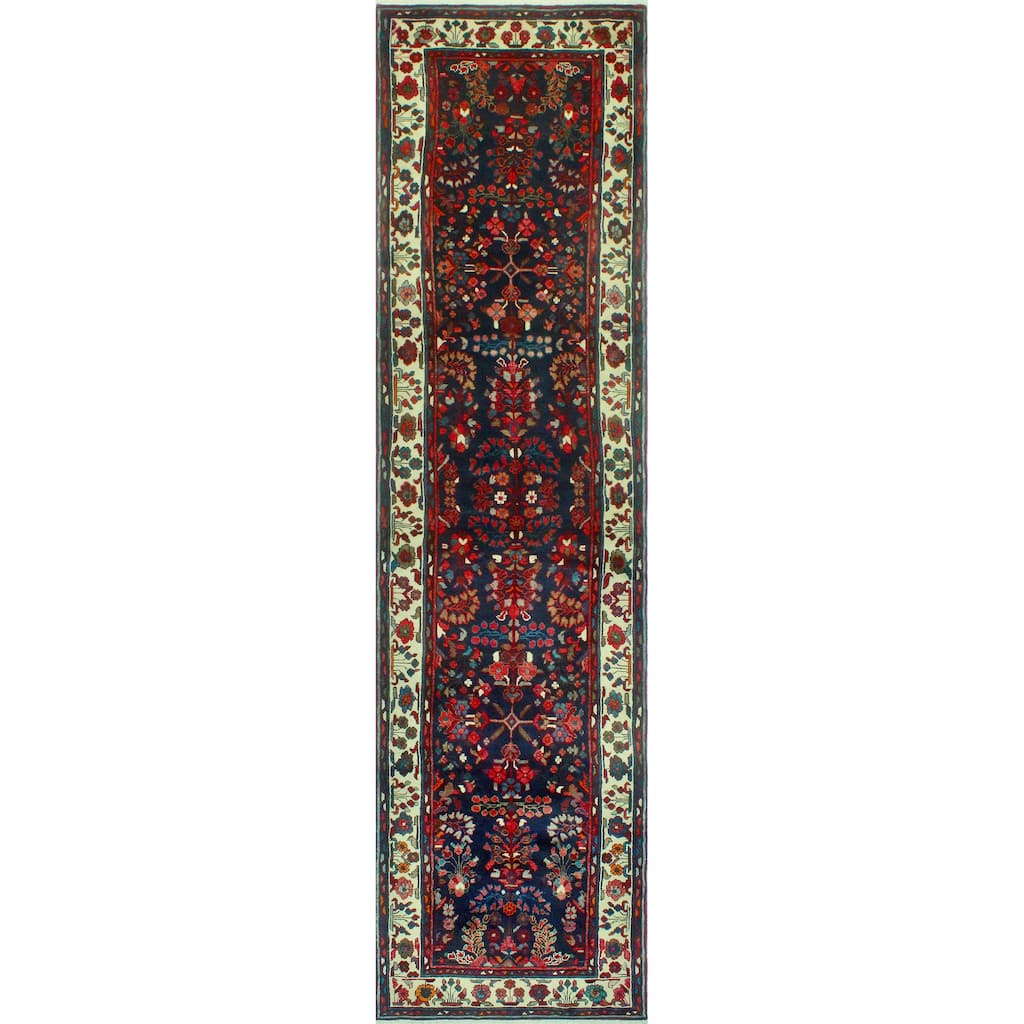 Noori Rug Fine Vintage Distressed Aryana Charcoal/Ivory Runner - 3'3" x 12'9"