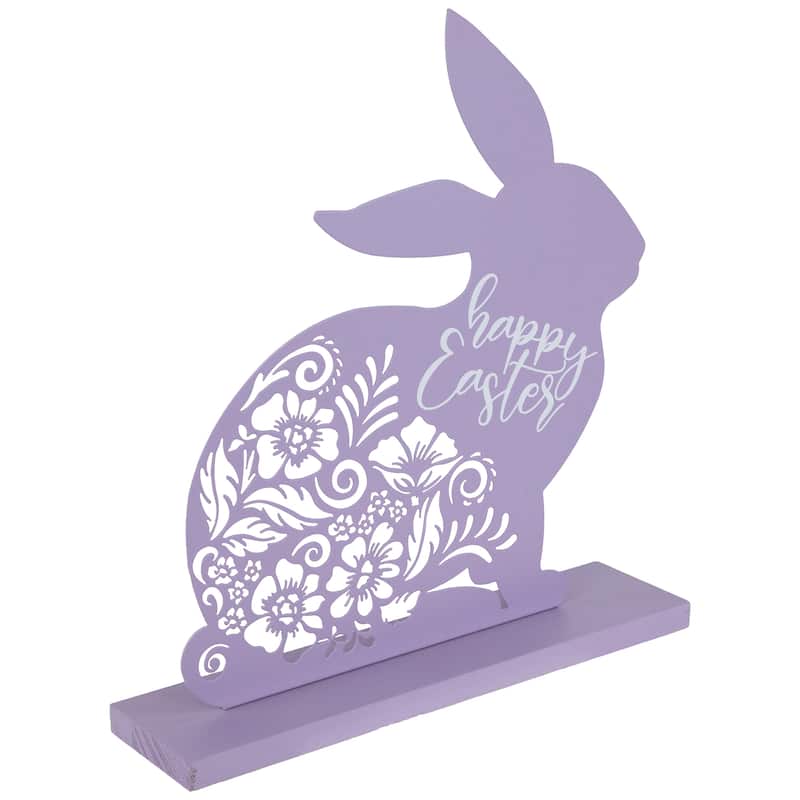 Happy Easter Floral Cut-Out Bunny Tabletop Decoration - 13"