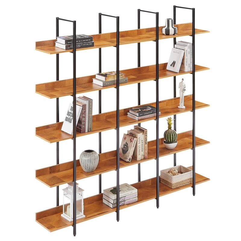 5 Tier Bookshelf Office Bookshelf Metal Frame MDF Board