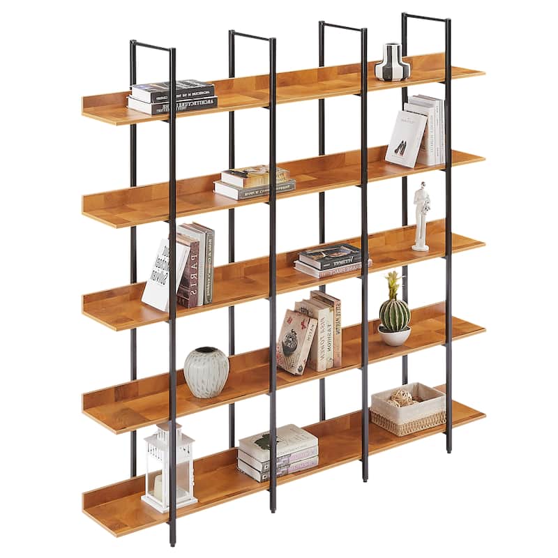 Roomfitters 5-Tier Office Bookcase, Industrial Bookshelf with Open Display Design, MDF Shelves and Metal Frame