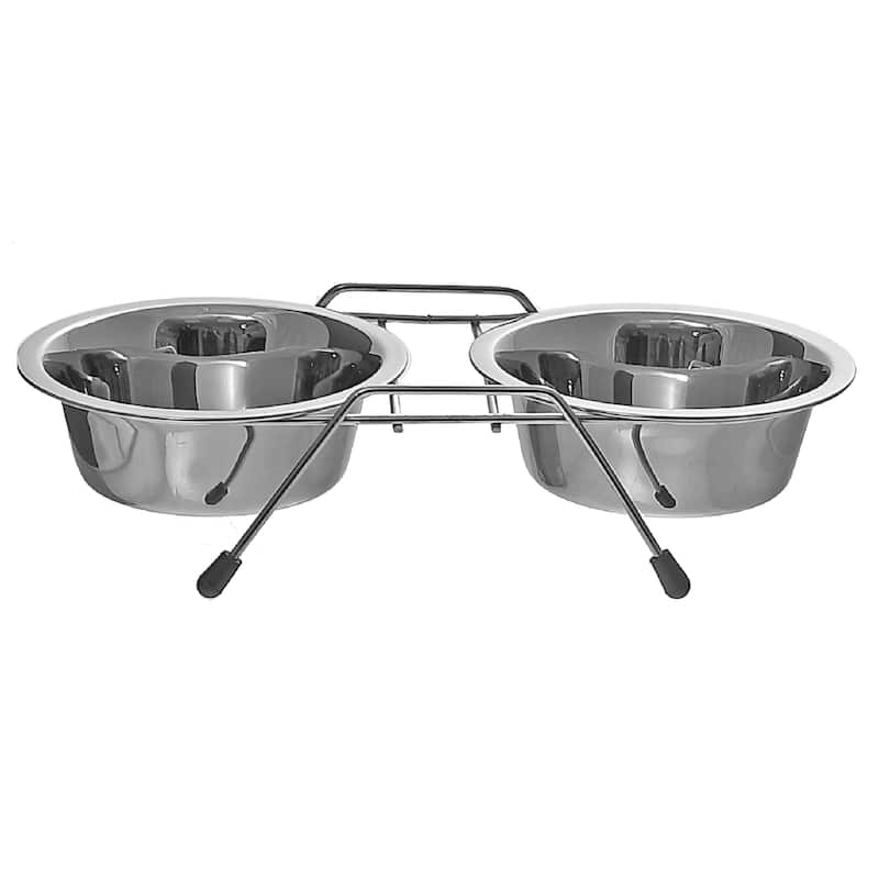 Stainless Steel Double Pet Bowl With Stand