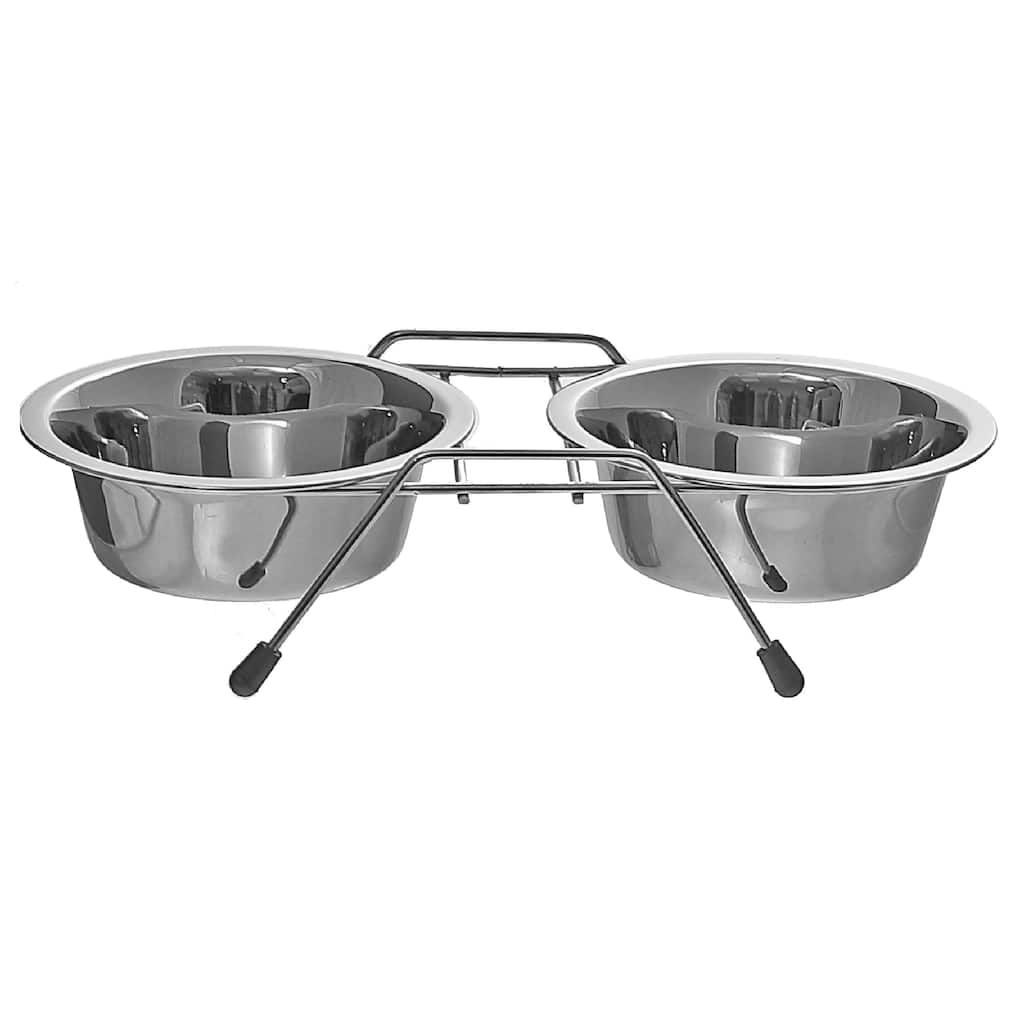 Stainless Steel Double Pet Bowl With Stand