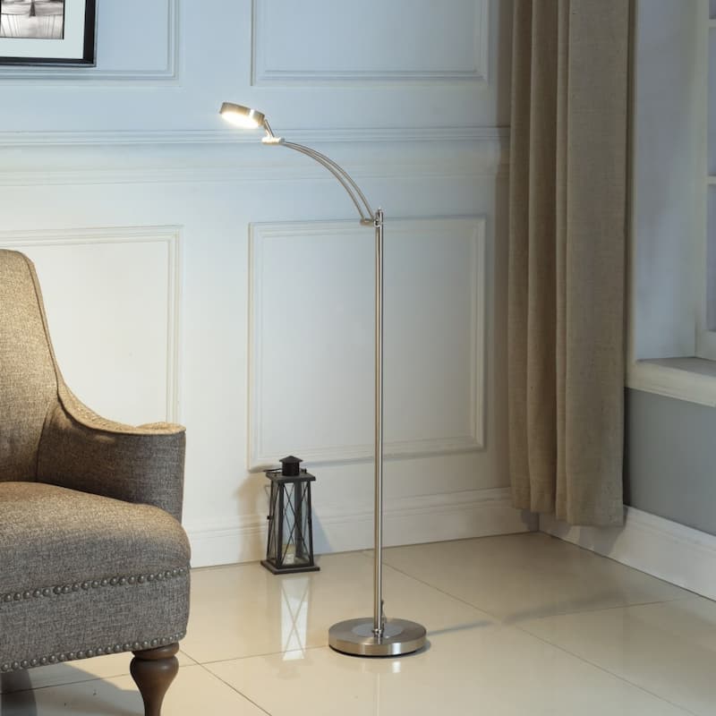 54" Silver Adjustable LED Task Floor Lamp With Silver - 9" x 16" x 54"