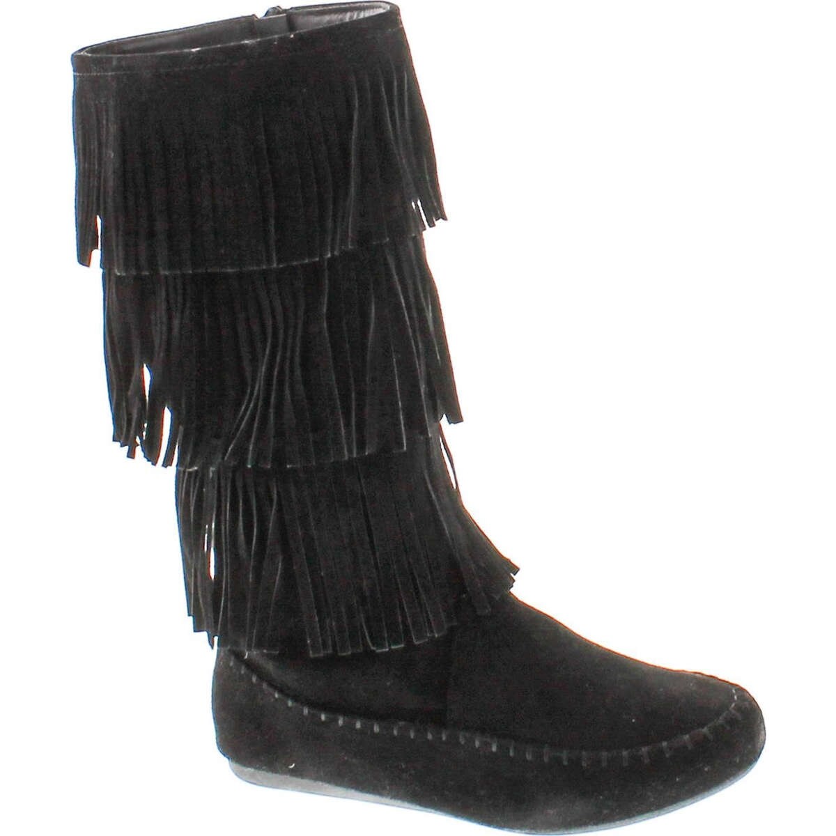 womens black fringe boots