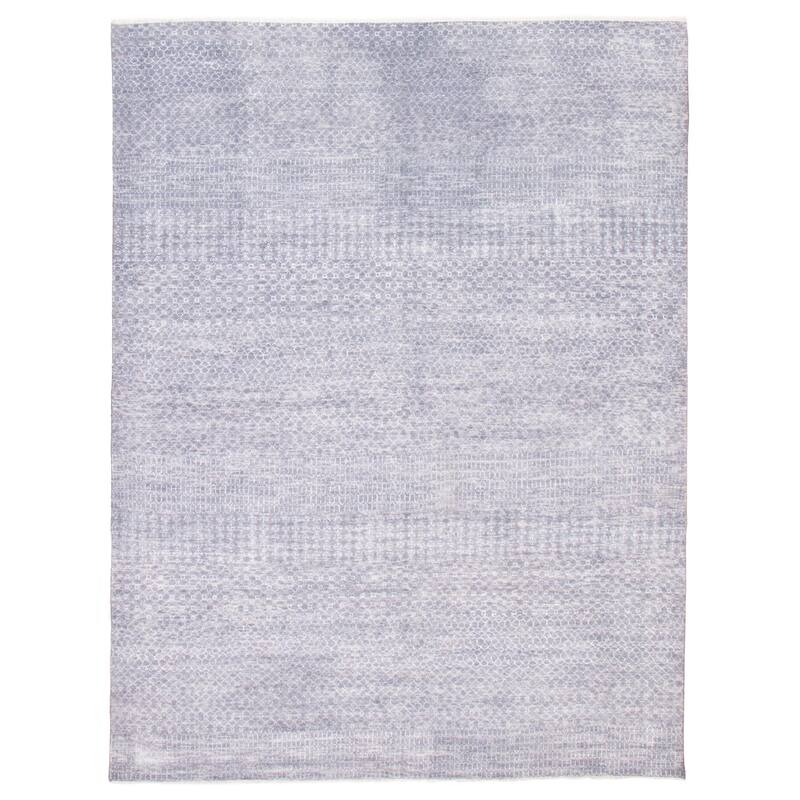 ECARPETGALLERY Hand-knotted Silk Shadow Dark Grey Wool Rug - 8'10 x 11'7