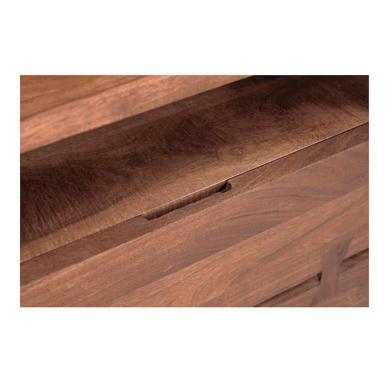 NADAAL STUDIOS Sterling Nightstand, Solid Acacia Wood with Live Edge Detail, Dark Brown