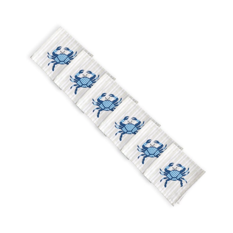 Crab Stripe Napkin Set of 6 - Set of 6