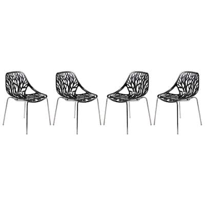Stackable Dining Chair with Chrome Legs Side Chair (Set of 4) for Indoor and Outdoor