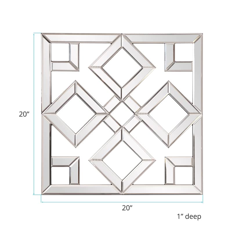 Allan Andrews Moira Decorative Accent Lattice Square Wall Mirror - Mirrored - 20" H x 20" W x 1" D