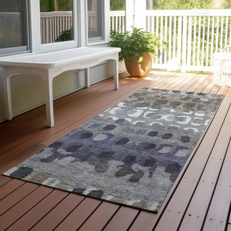 Machine Washable Indoor/ Outdoor Modern Trezze Chantille Rug - Taupe - 2'3" x 7'6"
