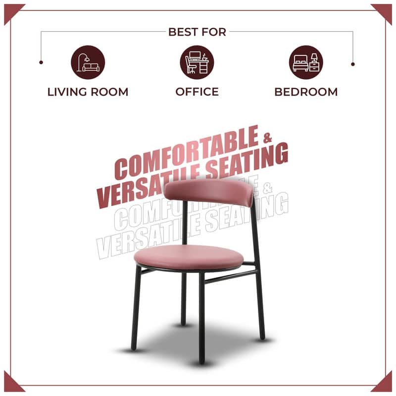 Lume Modern Fabric Upholstered Curved Open Backrest Accent Dining Chair with Black Metal Legs for Living or Dining Room