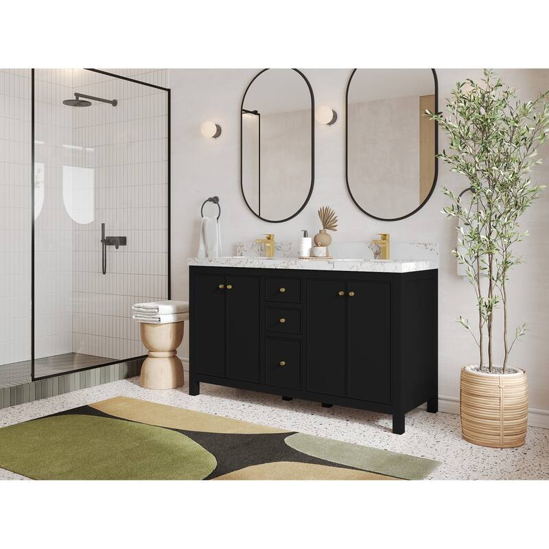 Willow Collections 60 in. W x 22 in. D Chicago Double Sink Bathroom Vanity with Countertop
