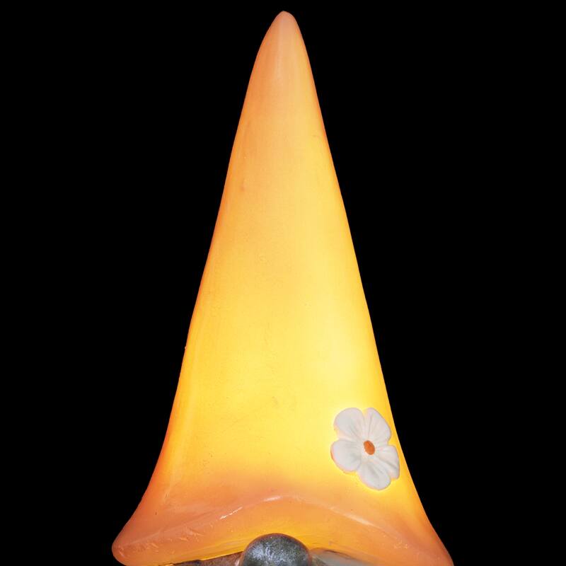 Exhart Good Time Solar Gnamaste Meditating Gnome Statue with Colorful Hat, 11 Inch