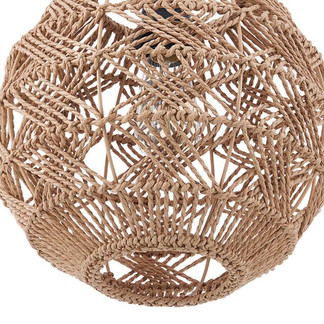 CO-Z Boho Handwoven Hemp Rope Globe Pendant Light Fixture - Tan