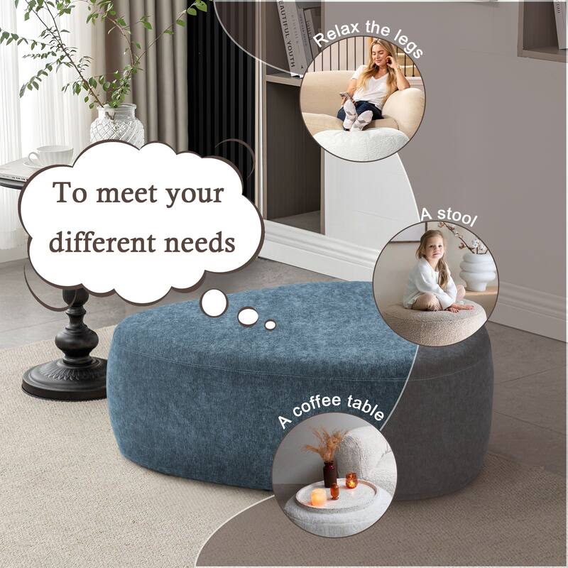 Leon 43" W Modern Oversized Chenille Triangular Cheese Ottoman