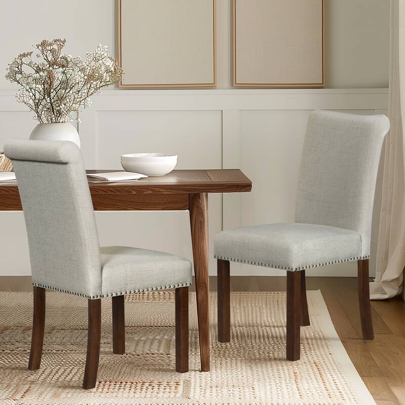510 Design Aubrey Upholstered Dining Chair with Nailhead Trim Set of 2 - Natural
