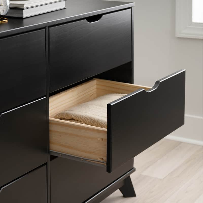 Purcell Pine Wood 3-Piece Bedroom Set with 6-Drawer Dresser and 3-Drawer Nightstands (Set of 2)