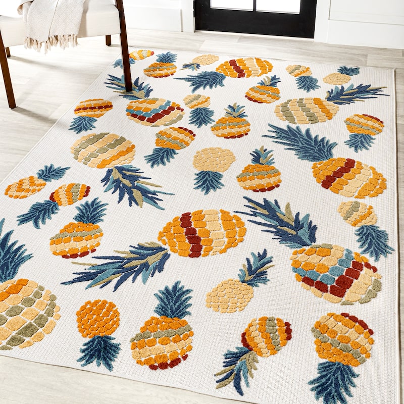 JONATHAN Y Limone Bold Pineapple High-Low Indoor/Outdoor Area Rug