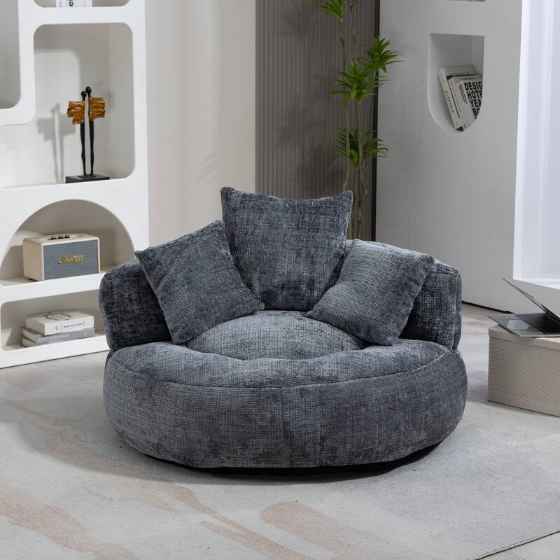 Chenille Lazy Sofa with Pillows