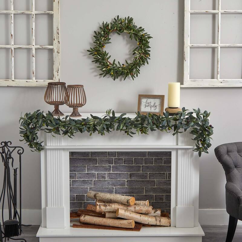 6.5' x 6" Olive Artificial Decorative Garland, Unlit