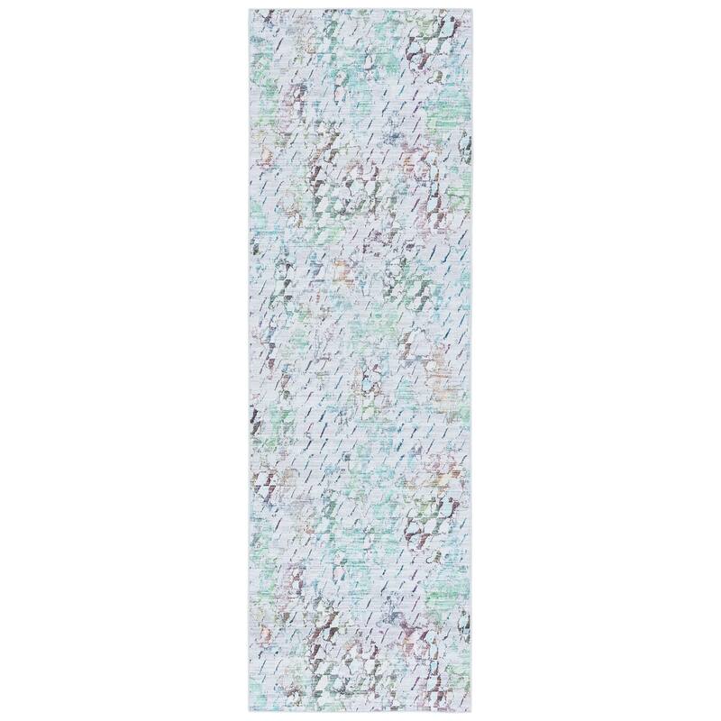 SAFAVIEH Tacoma Sahira Machine Washable Slip Resistant Modern Rug - 2'6" x 8' Runner - Grey/Green