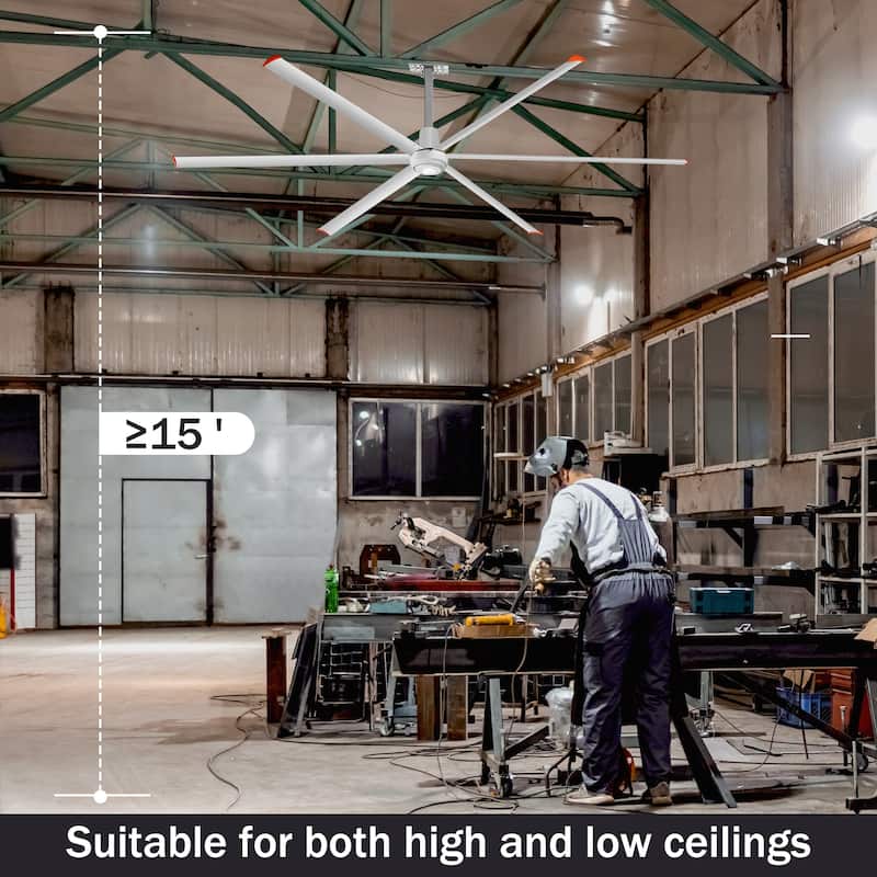 12ft HVLS Commercial 144" Ceiling Fan without Light with 6 Aluminum Blades