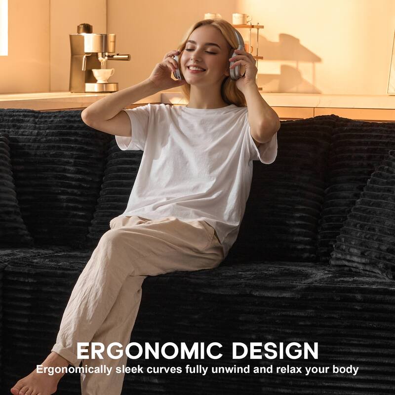 OVIOS All-Foam Plush L-Shaped Sofa​