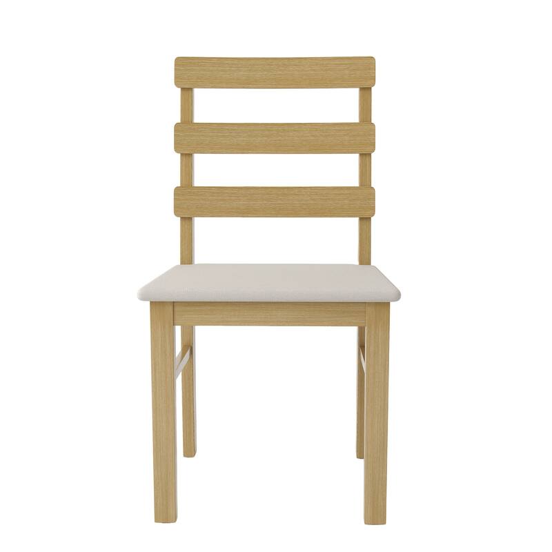 HOMEFUN Linen Upholstered Solid Wood Three Horizontal Back Dining Chair(set of 2) for Dining Room,Kitchen