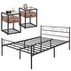 preview thumbnail 5 of 17, 3-pieces Platform Bed Frame and Glass Top Nightstands Set of 2 Full - Brown Nightstands