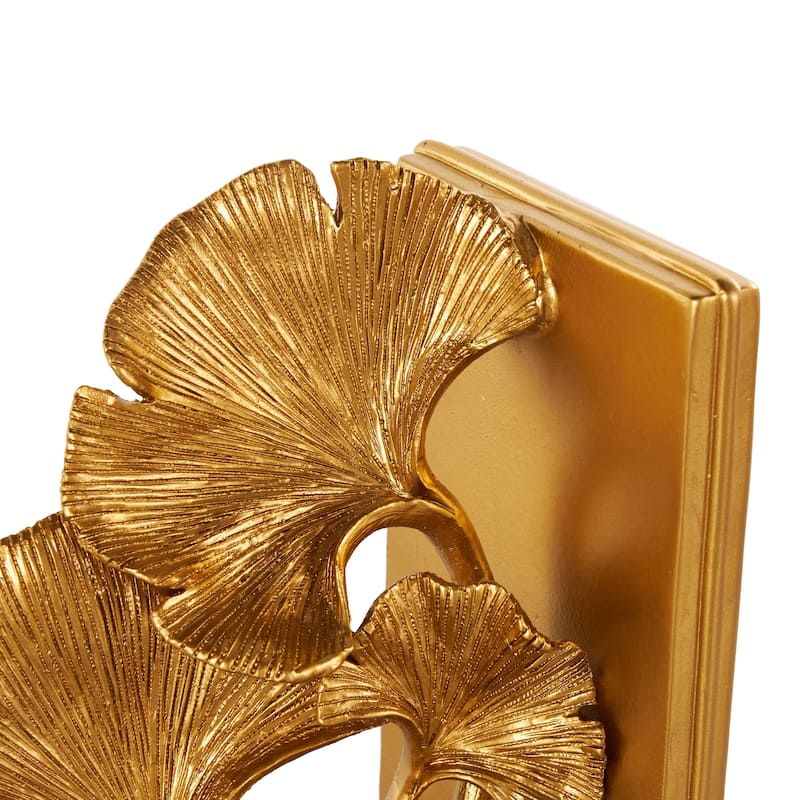 Polystone Tree Ginkgo Decorative Bookends - Set of 2 Gold - Roche River Decor