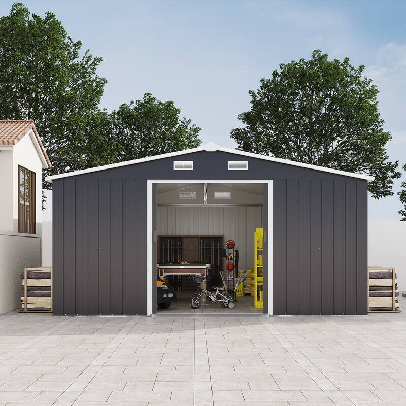 10*12ft 0.25mm Steel Plate, Surface Protective Film, Two Daylight Windows, Two Colors Can Be Freely Selected Storage Sheds