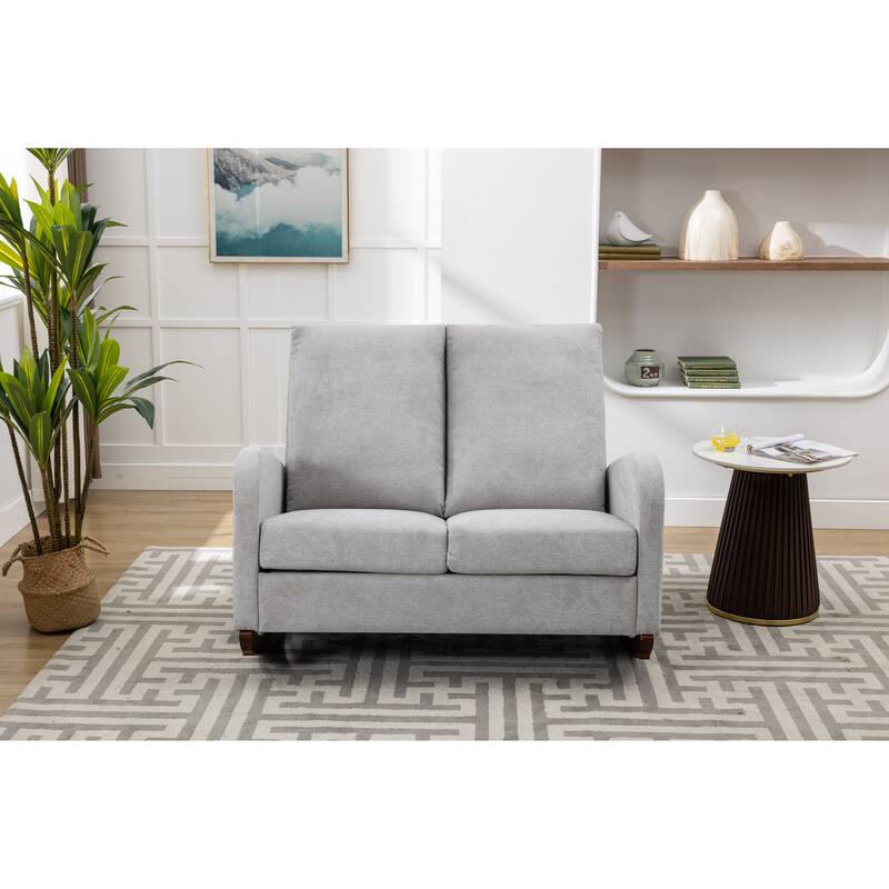 Rocking Chair Upholstered Mid Century Modern Rocker Oversized Wingback Armchair for Living Room