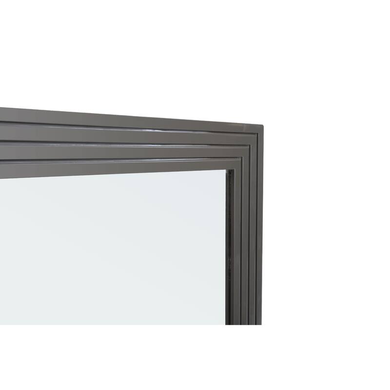 Cid Resu Dresser Mirror, Gray Slatted Frame, 41 Inch, Engineered Wood