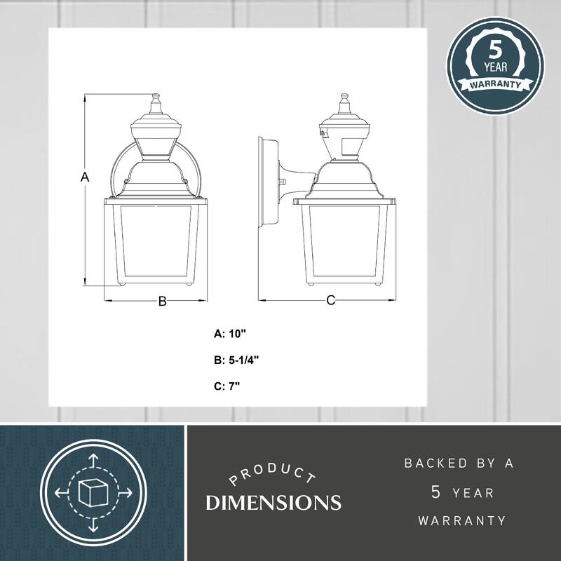 Bedford Aluminum 5.25-in. W 1 Light Motion Sensor Dusk to Dawn Outdoor Wall Lantern Clear Glass
