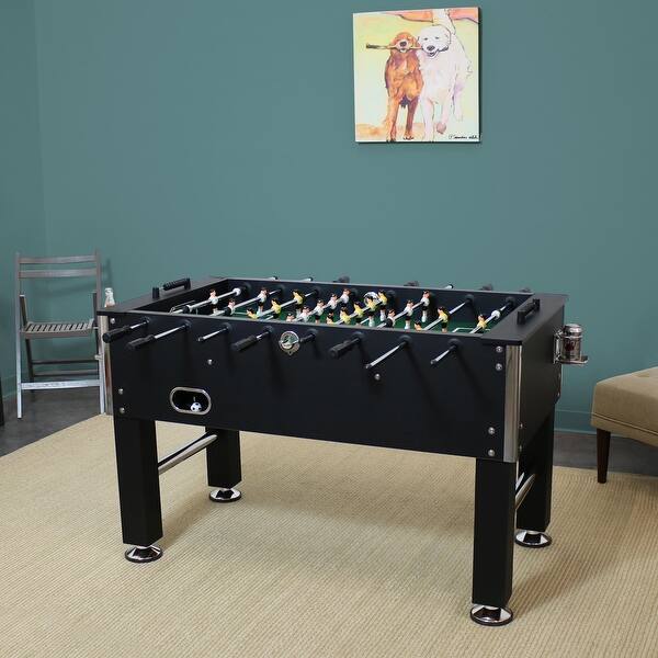 Shop Sunnydaze 55 Foosball Game Table With Drink Holders Sports Arcade Soccer Overstock 13775851