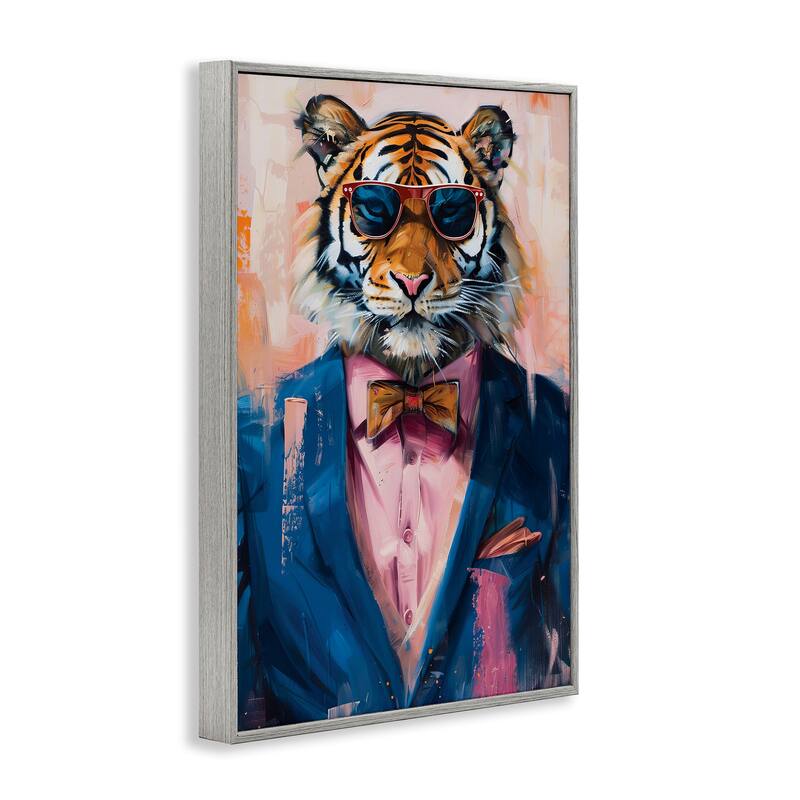 Stupell Suited Tiger Modern Fashion Framed Giclee Art Design By LSR Design Studio