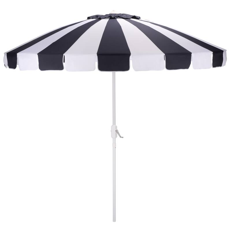 SAFAVIEH Outdoor Living Panza 9ft Crank Umbrella - Navy/White