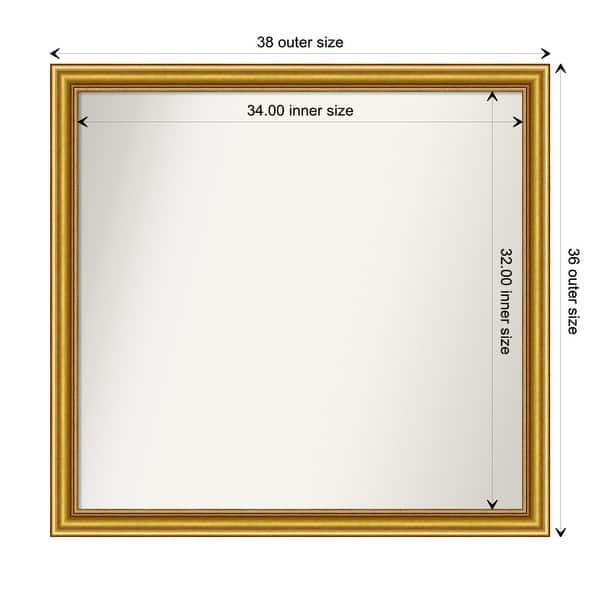 dimension image slide 41 of 139, Townhouse Gold Framed Non-Beveled Custom Wall Mirror, Bathroom Vanity Mirror