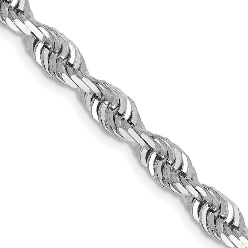 Curata 14k White Gold 7" or 8" 5.0mm Sparkle Cut Quadruple Rope Chain Bracelet